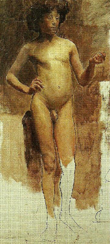 Carl Wilhelmson studie av naken manlig modell Sweden oil painting art